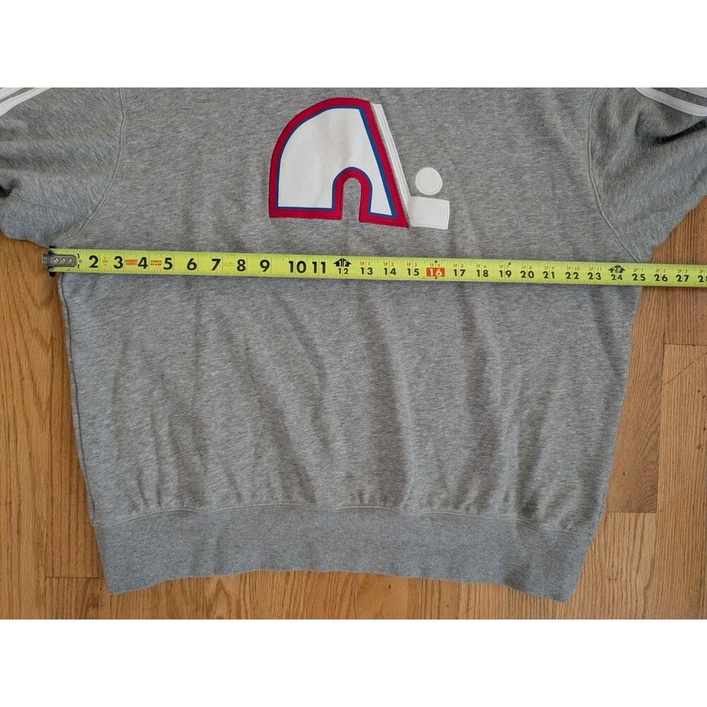 Quebec Nordiques Sweatshirt NHL Hockey Avalanche Adidas Heathered Grey Mens XL